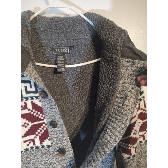 Buffalo David Bitton Sweater Sherpa Lined Button Men Sz M Very Dense Knit Warm - Picture 3 of 6